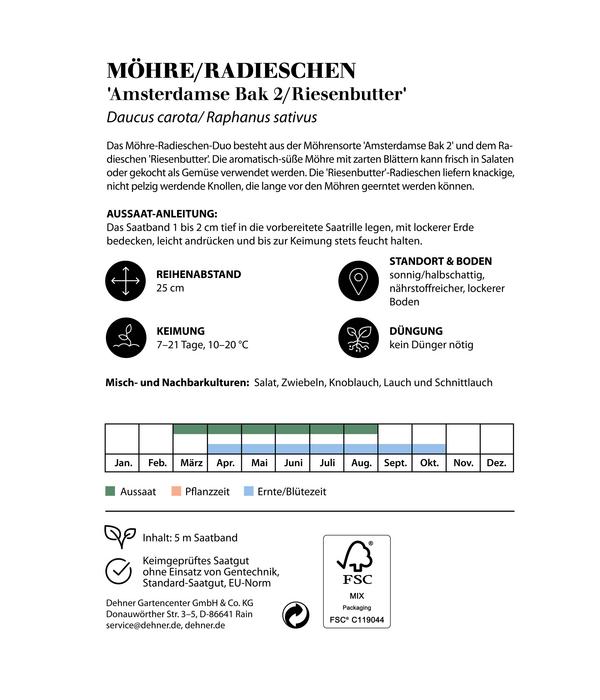 Dehner Saatband Möhre/Radieschen 'Amsterdamse