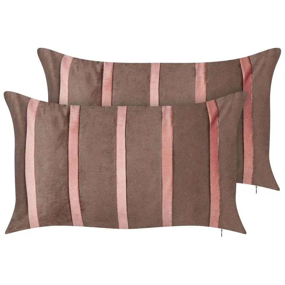 CRODYLINE - Sierkussen set van 2 - Bruin/Roze - 35 x 60 cm - Fluweel