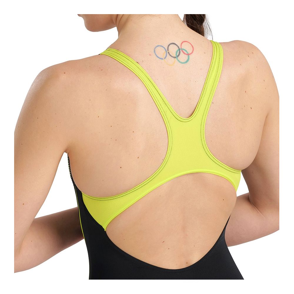 Arena GRAPHIC - Maillot de bain 1 pièce Femme black/soft green