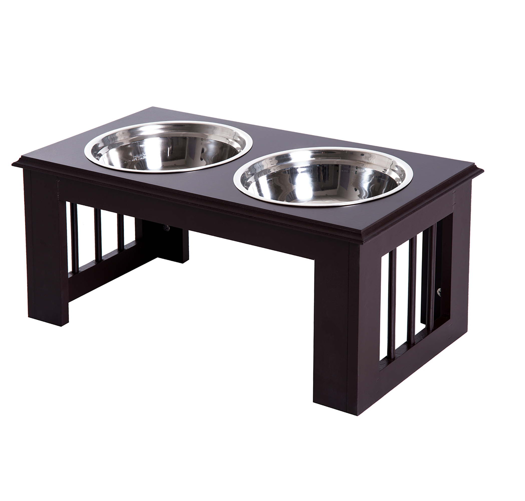 Comedouro duplo elevado para cães Pawhut, marrom
