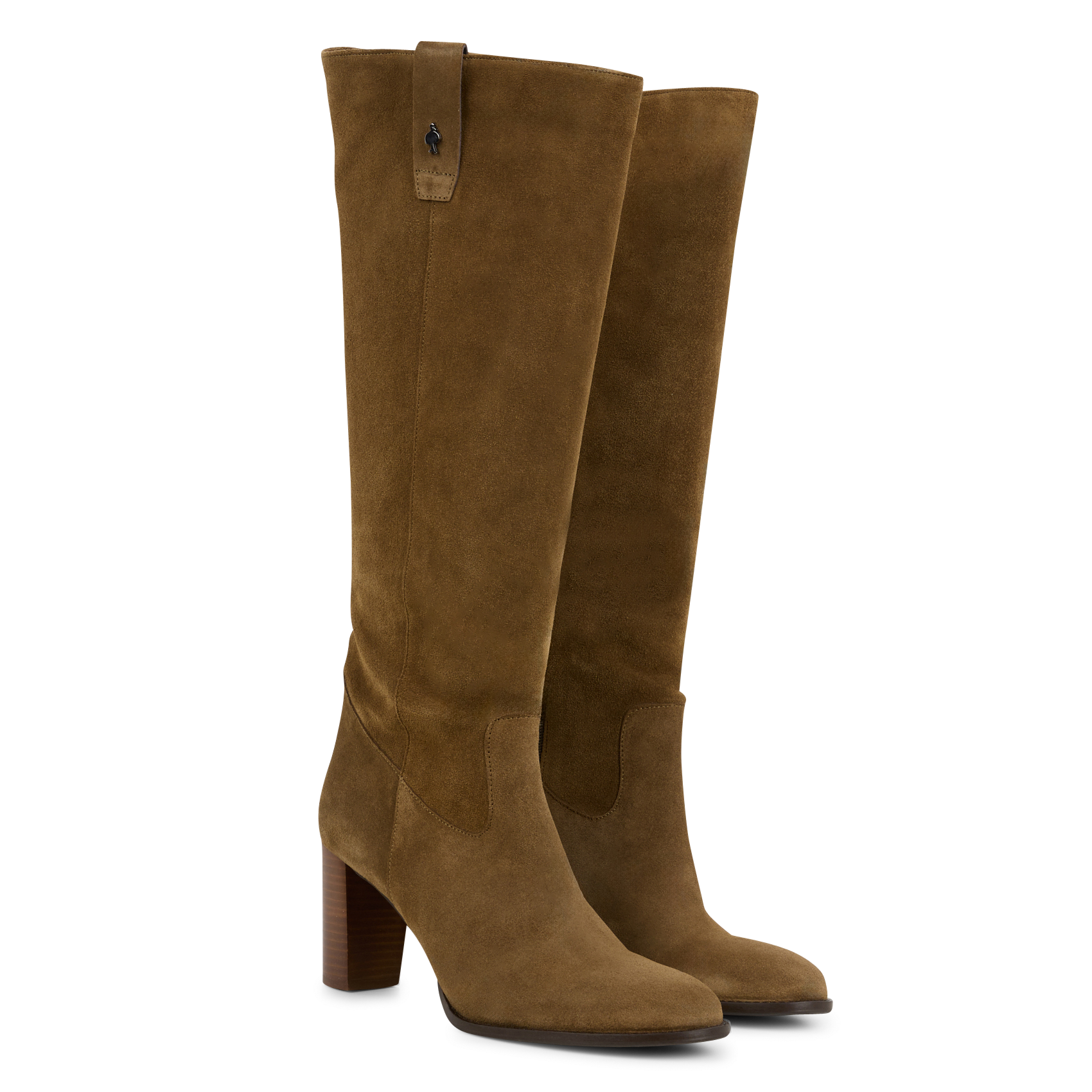 WENA - Bottes à talons en cuir velours | Kaki