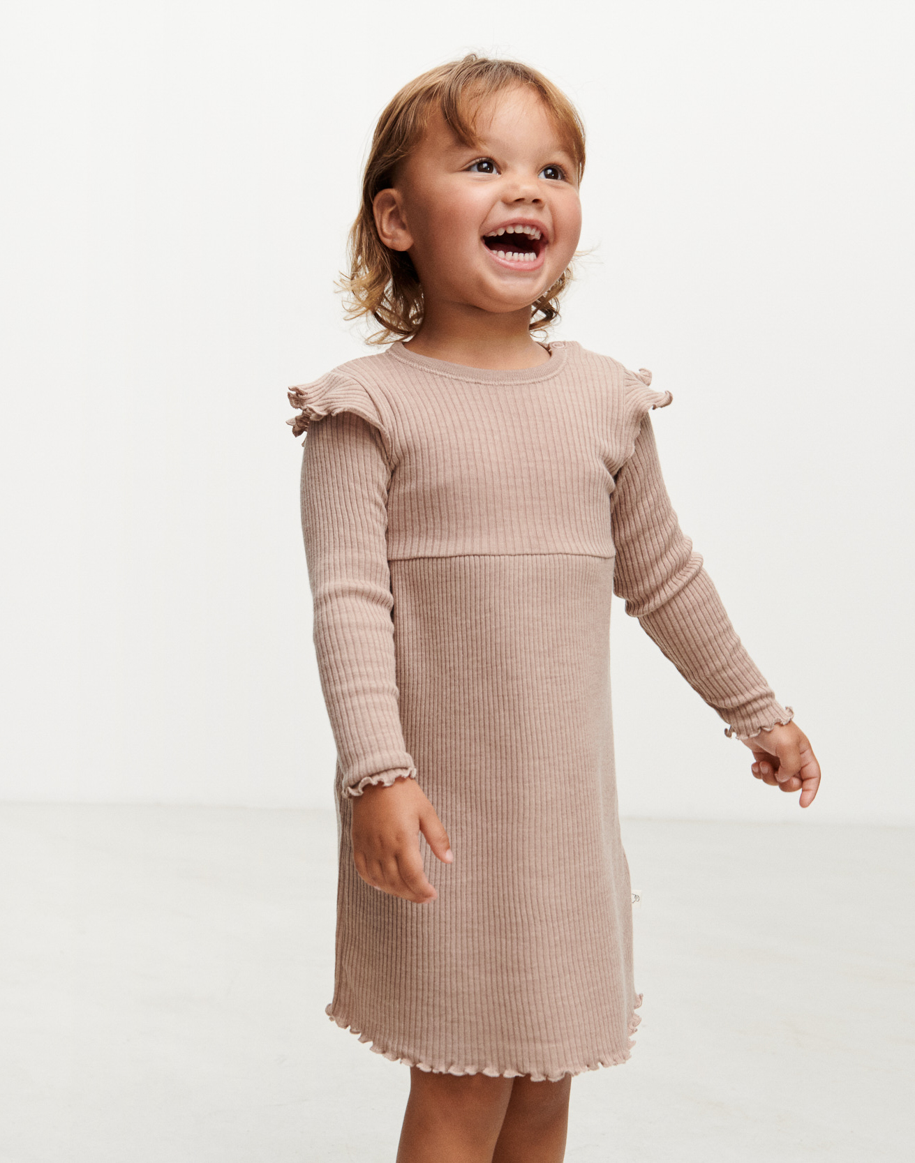 Jurk met ruches van merinowol voor baby's