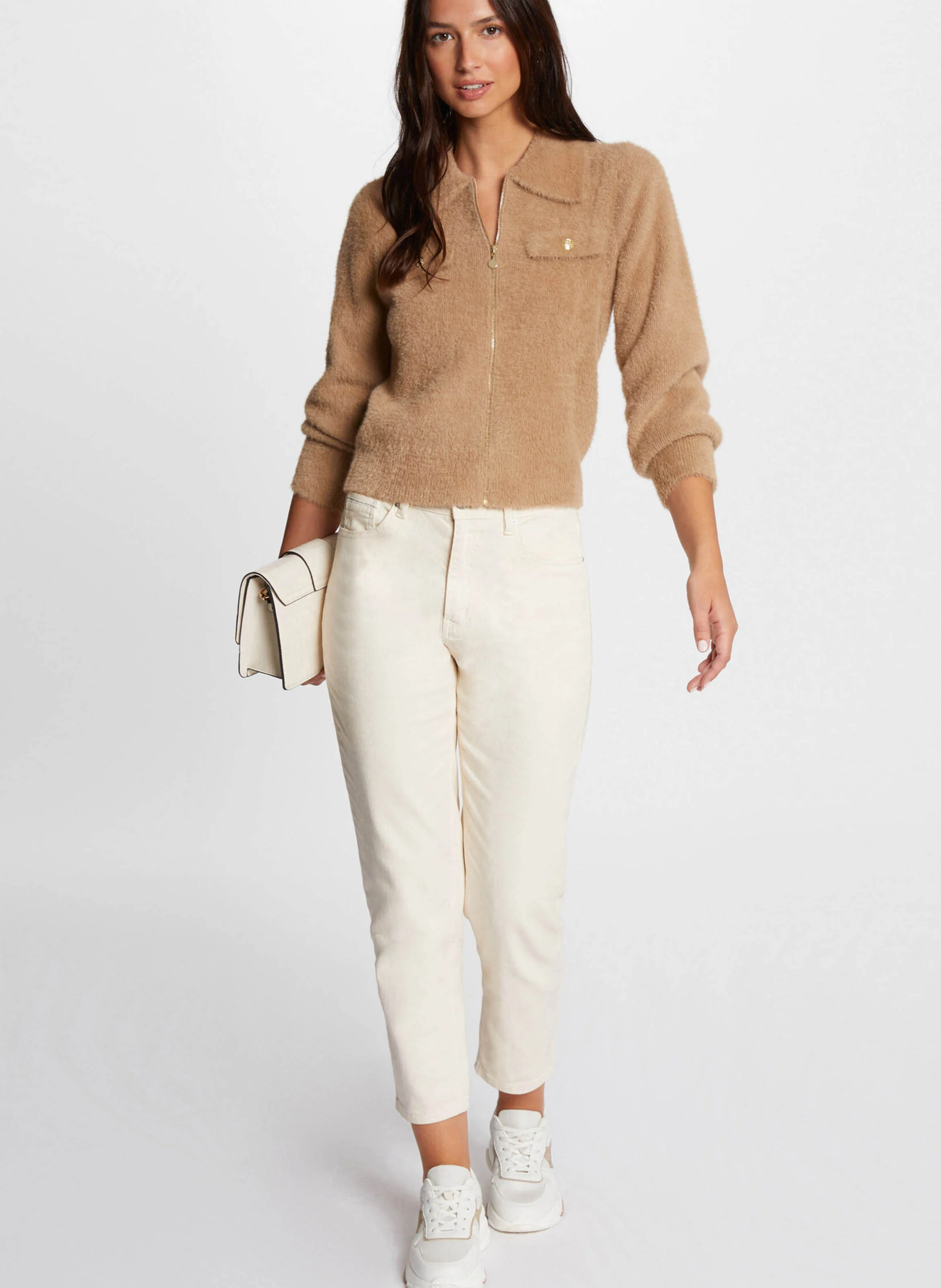 MDOMI - Gilet droit en fourrure synthétique | Marron