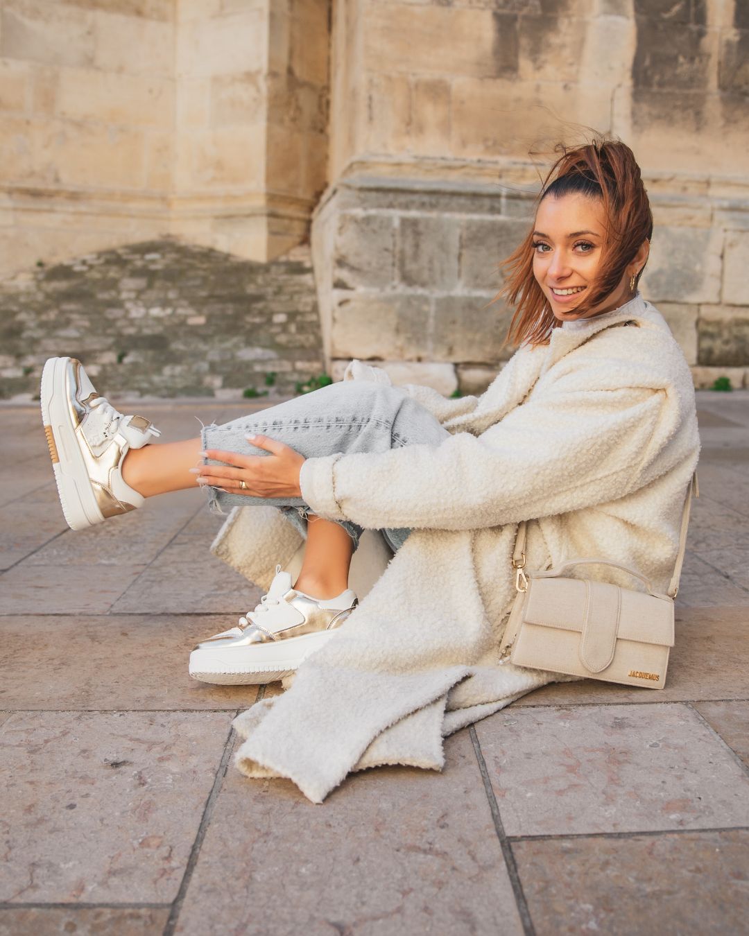 Basket femme dorée semelle épaisse - Chimène