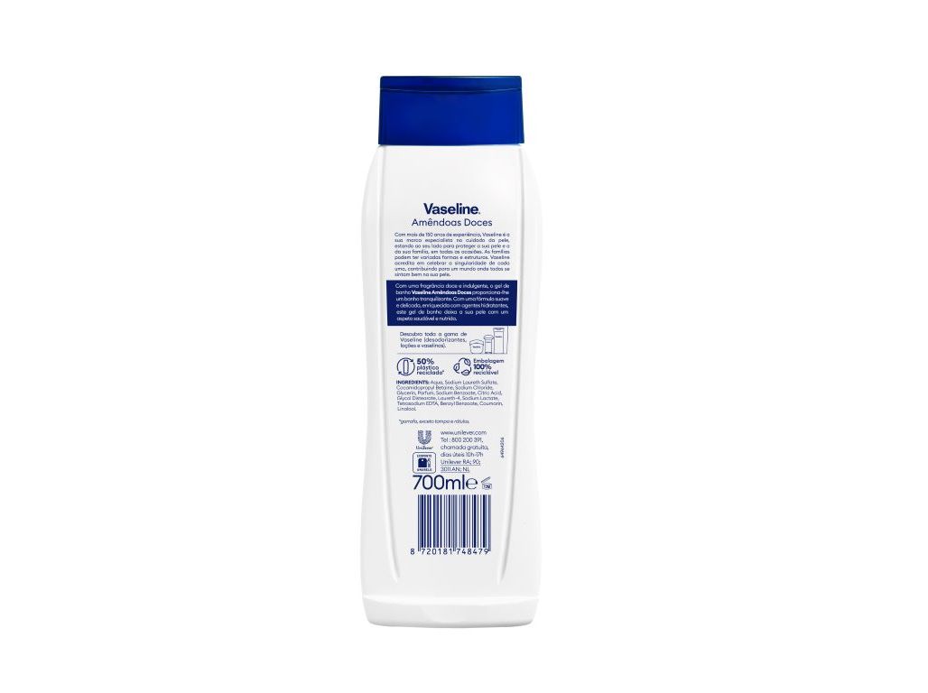 GEL DE BANHO VASELINE AMENDOAS DOCES 700ML