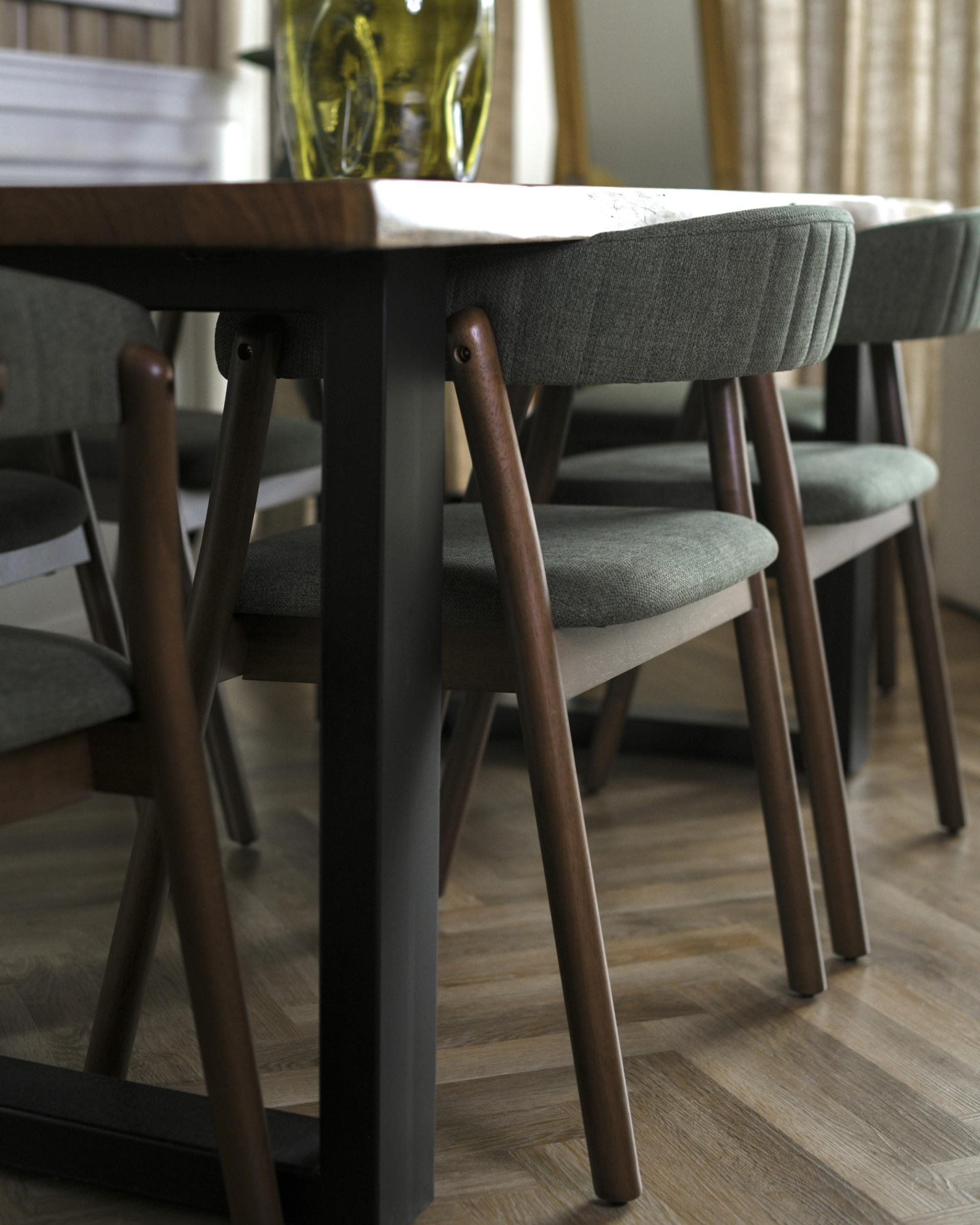 Set van 2 eetkamerstoelen MYLO Stof Donkerbruin/groen
