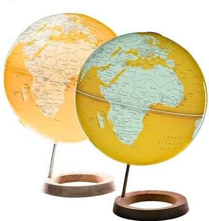 Exerz Verlichte wereldbol 33cm diameter met houten voet - oplichtende wereldbol - Engelse kaart