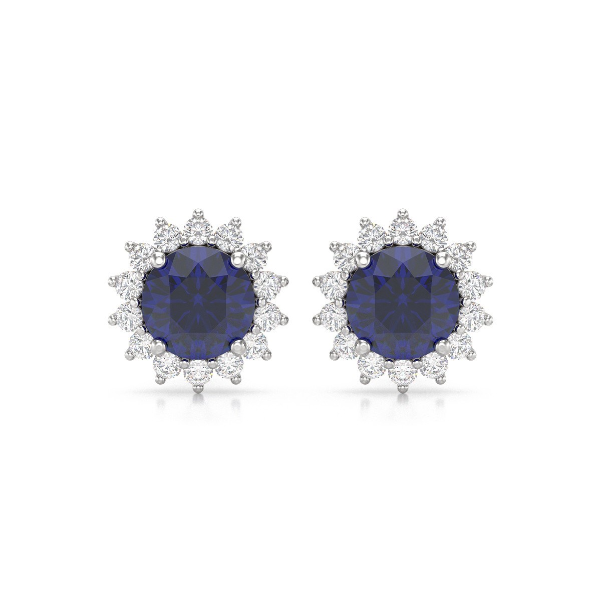 Boucles d'oreilles ADEN Or 585 Blanc Saphir et Diamant 2.61grs