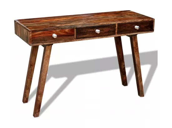 Table console avec 3 tiroirs 76 cm Bois massif de Sesham