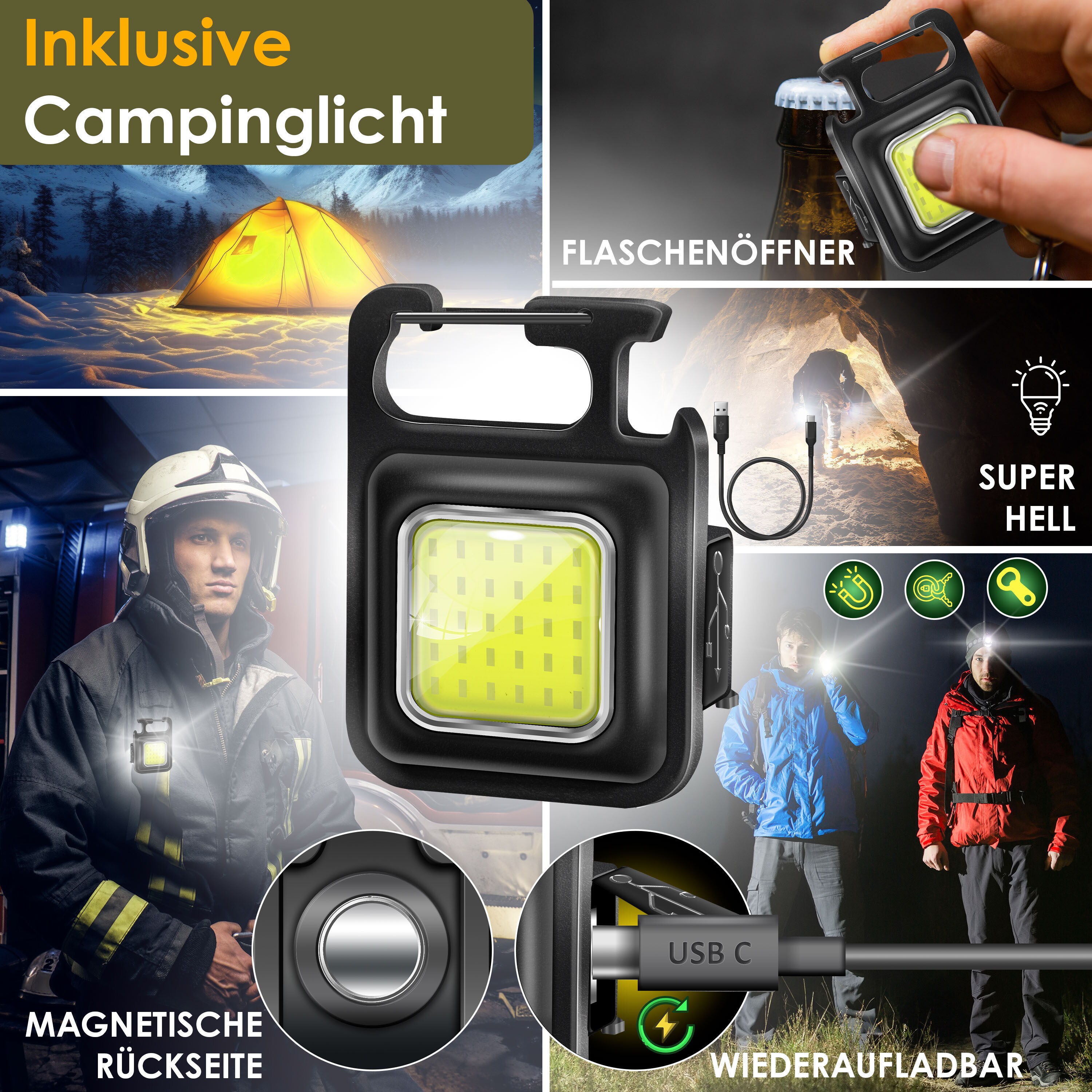 KESSER® Campingliege Campingstuhl 2in1 bis 160kg | Feldbett klappbar | Campingbett faltbar extra breit | Campinglicht & Getränkehalter + Aufbewahrungstasche & Transporttasche | Angelliege verstellbar