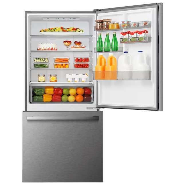 Refrigerador Hisense de 17,2 pés cúbicos com freezer na parte inferior e profundidade de balcão (aço inoxidável resistente a impressões digitais) ENERGY STAR