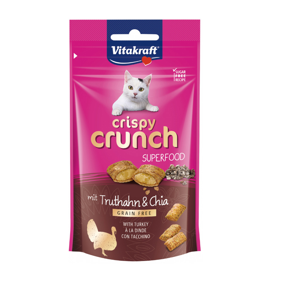 Petiscos de peru crocantes Vitakraft para gatos, 60g