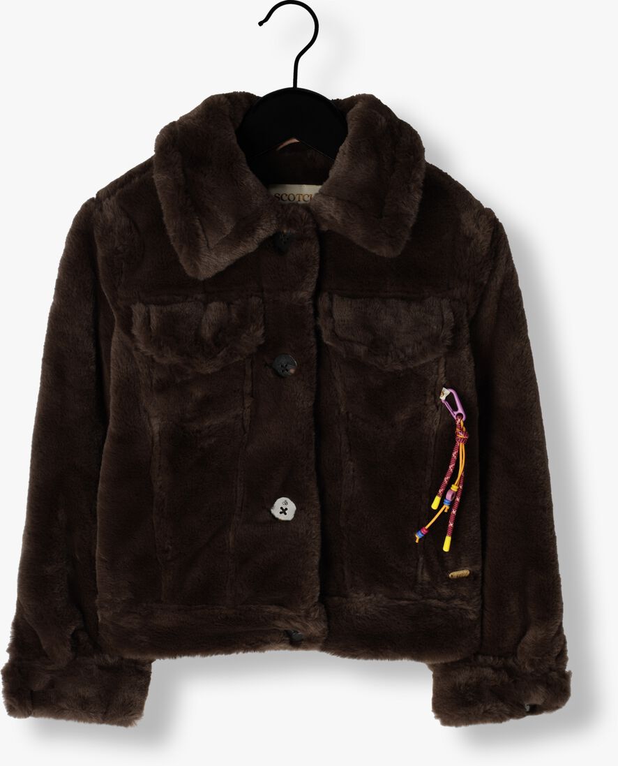 SCOTCH & SODA bruine scotch & soda faux fur jas faux fur trucker jacket