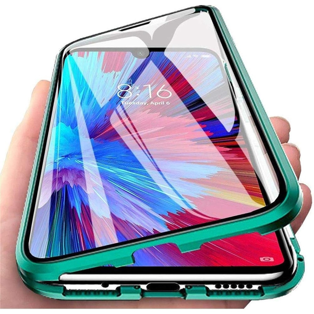 iPhone 15 Magnetische Alu Schutzhülle mit Panzer Glas Backcover   Displayschutz (Magnet-Technologie) - Grün