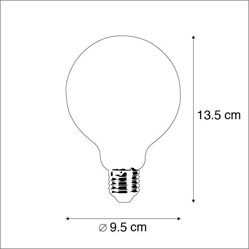 Set van 5 E27 dimbare LED lampen G95 5W 470 lm 2700K