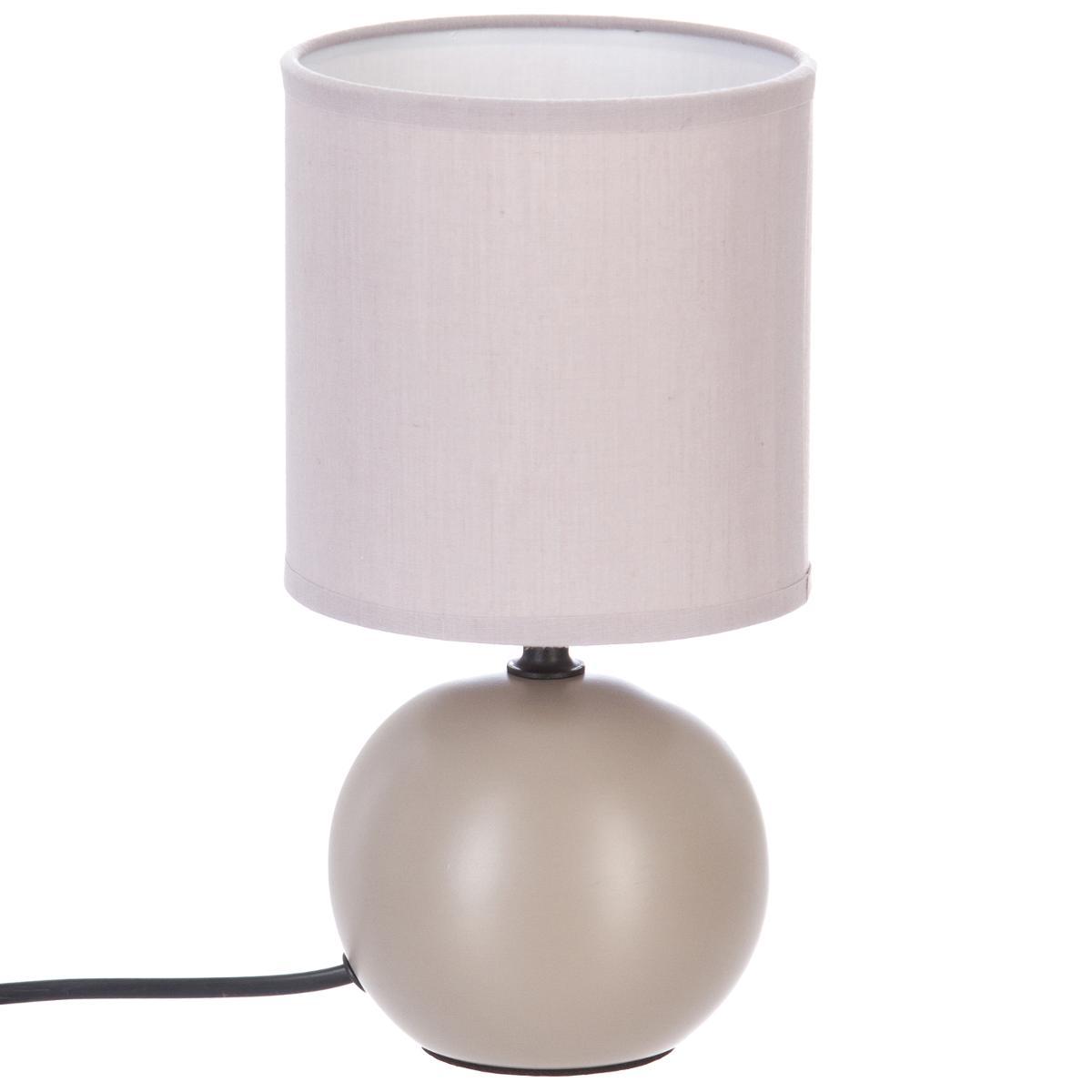 LAMPE CERAMIQUE MAT BOULE TAUPE H.25CM