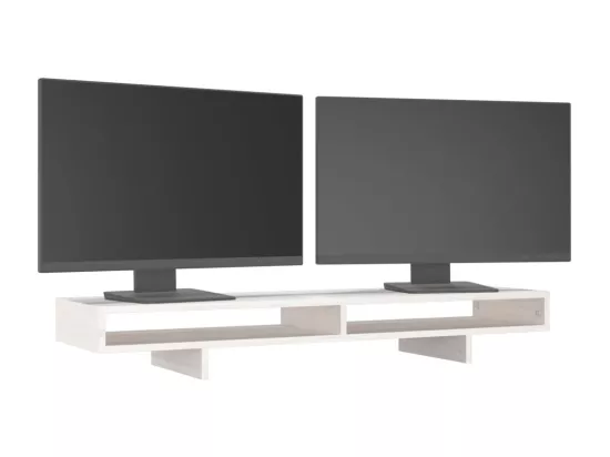 Support de moniteur Blanc 100x27x14 cm Bois de pin solide