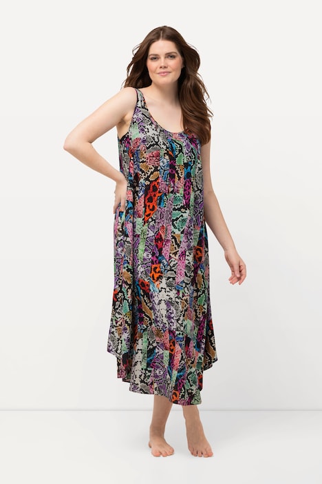 Midikleid, Mustermix, Rundhals, ärmellos