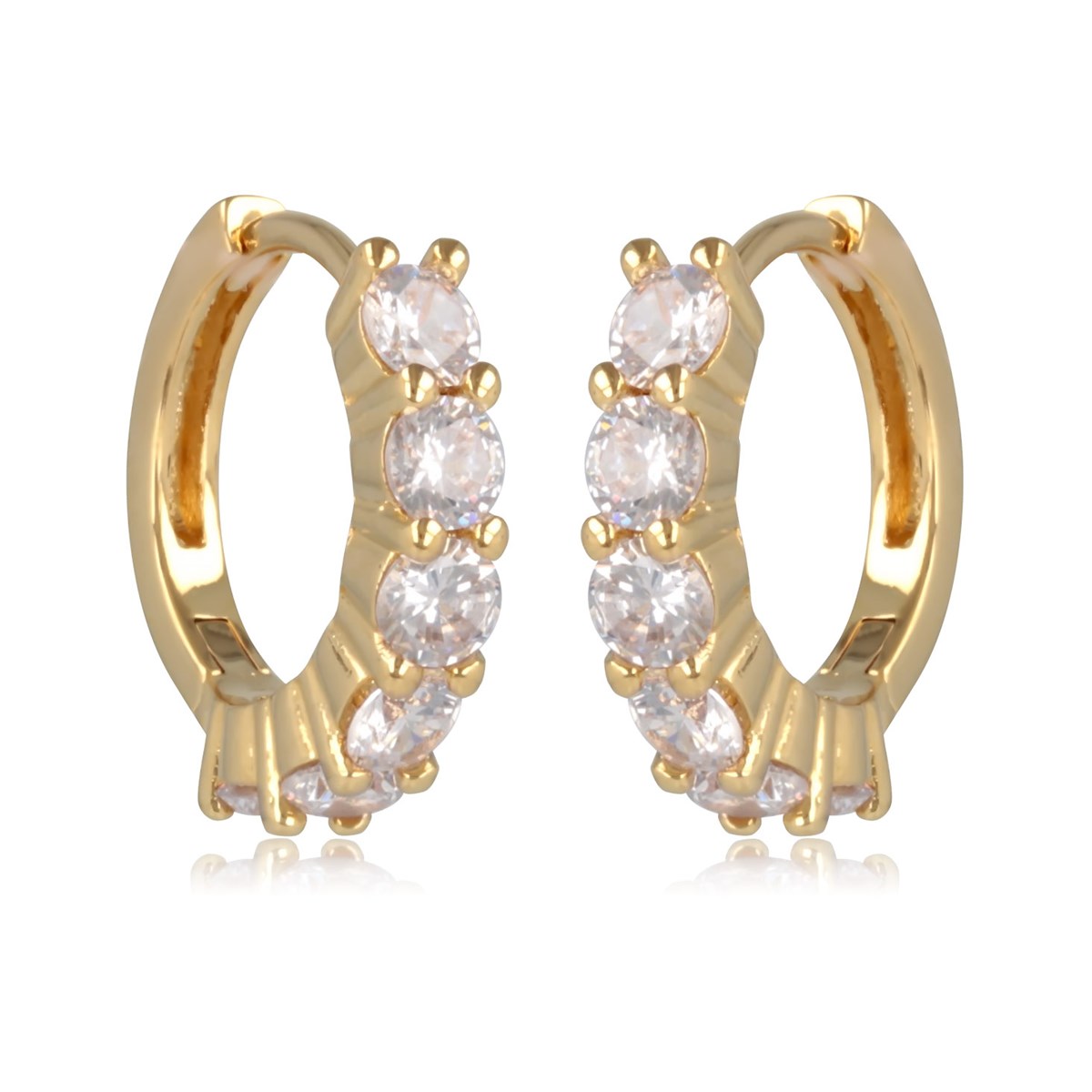 Boucles d'oreille créoles plaqué or avec pierres de cubic zirconia 12MM