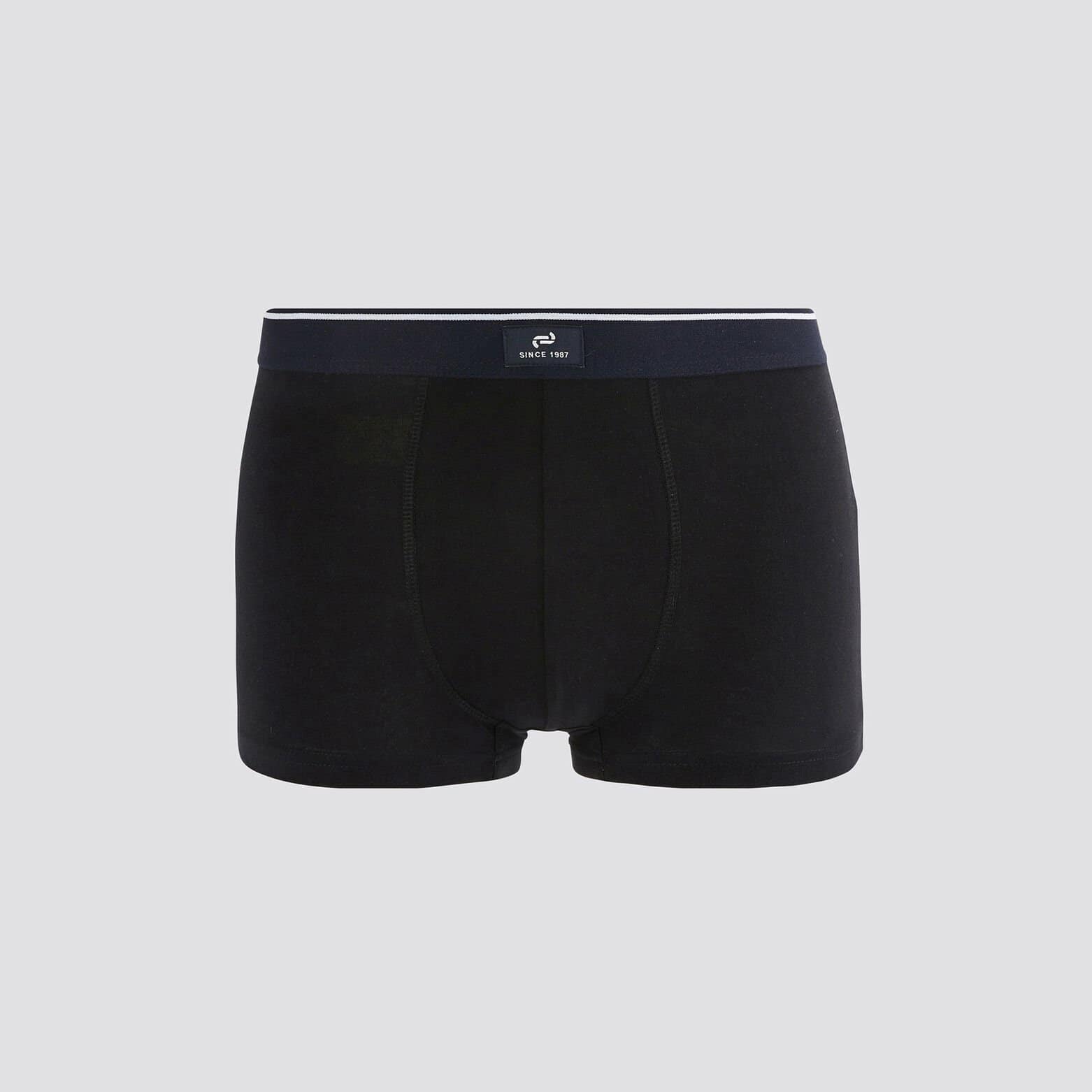 Lot de 5 boxers micromotifs coton issu de l'agri. Bleu foncé