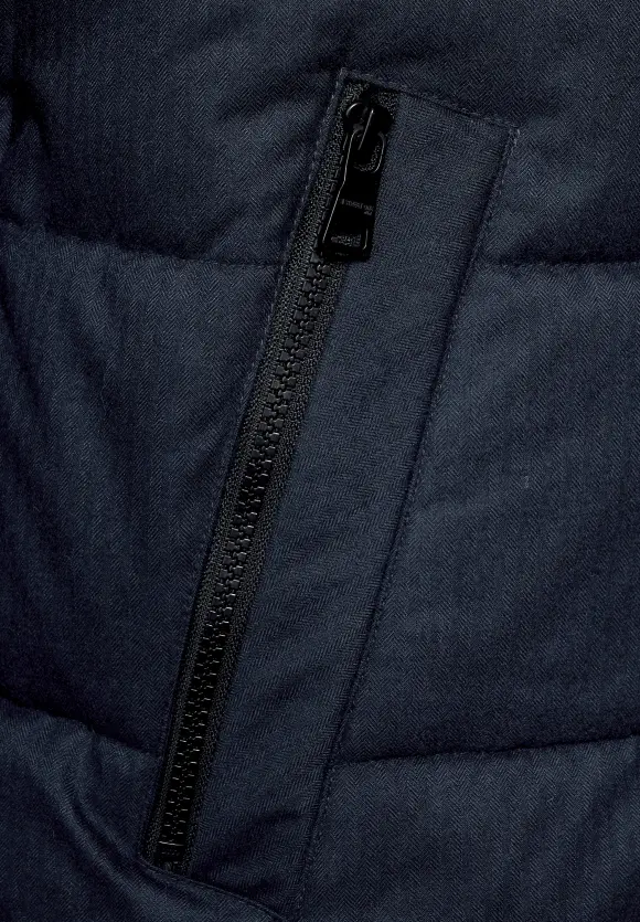 Pufferjacke im Materialmix - midnight blue
