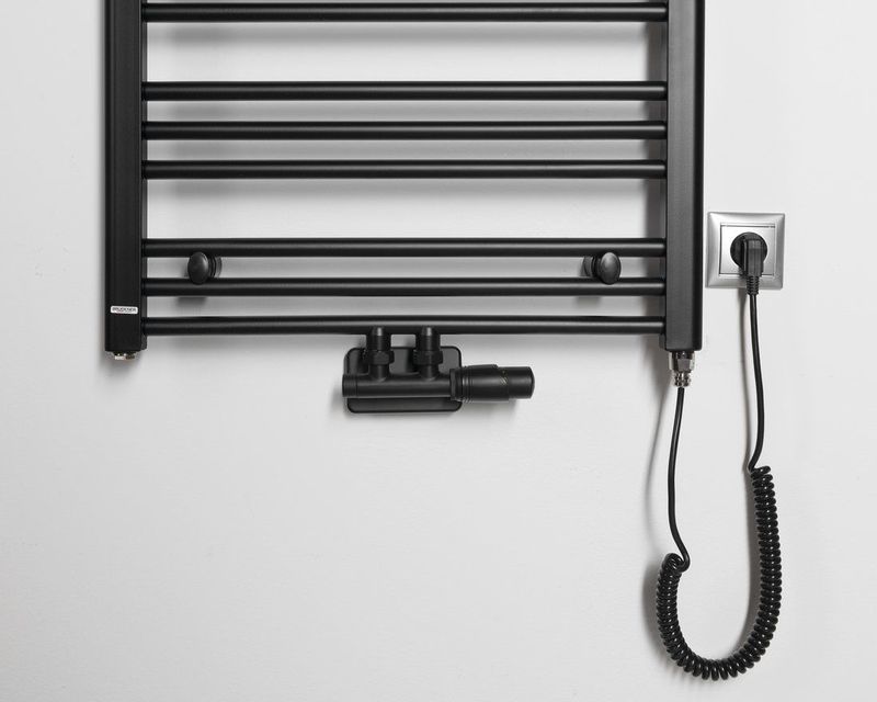 Aqualine - Handdoek Radiator Verwarmingselement - Zwart Mat - 500 Watt - 53 cm