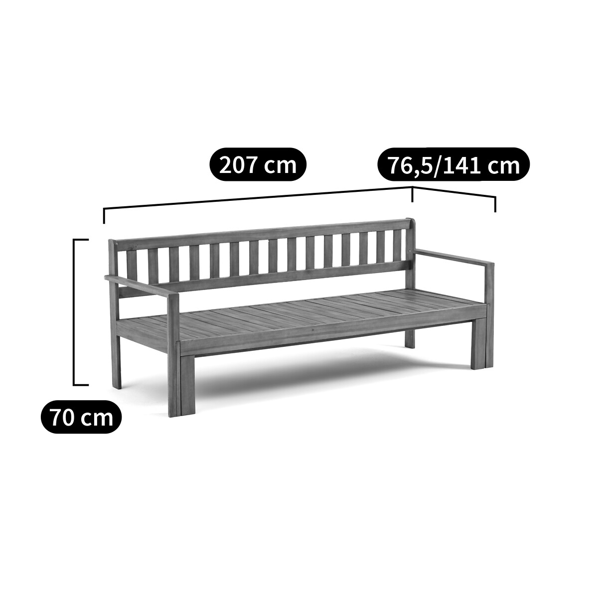 LA REDOUTE INTERIEURS<br>Banco de jardim extensível, Aliza