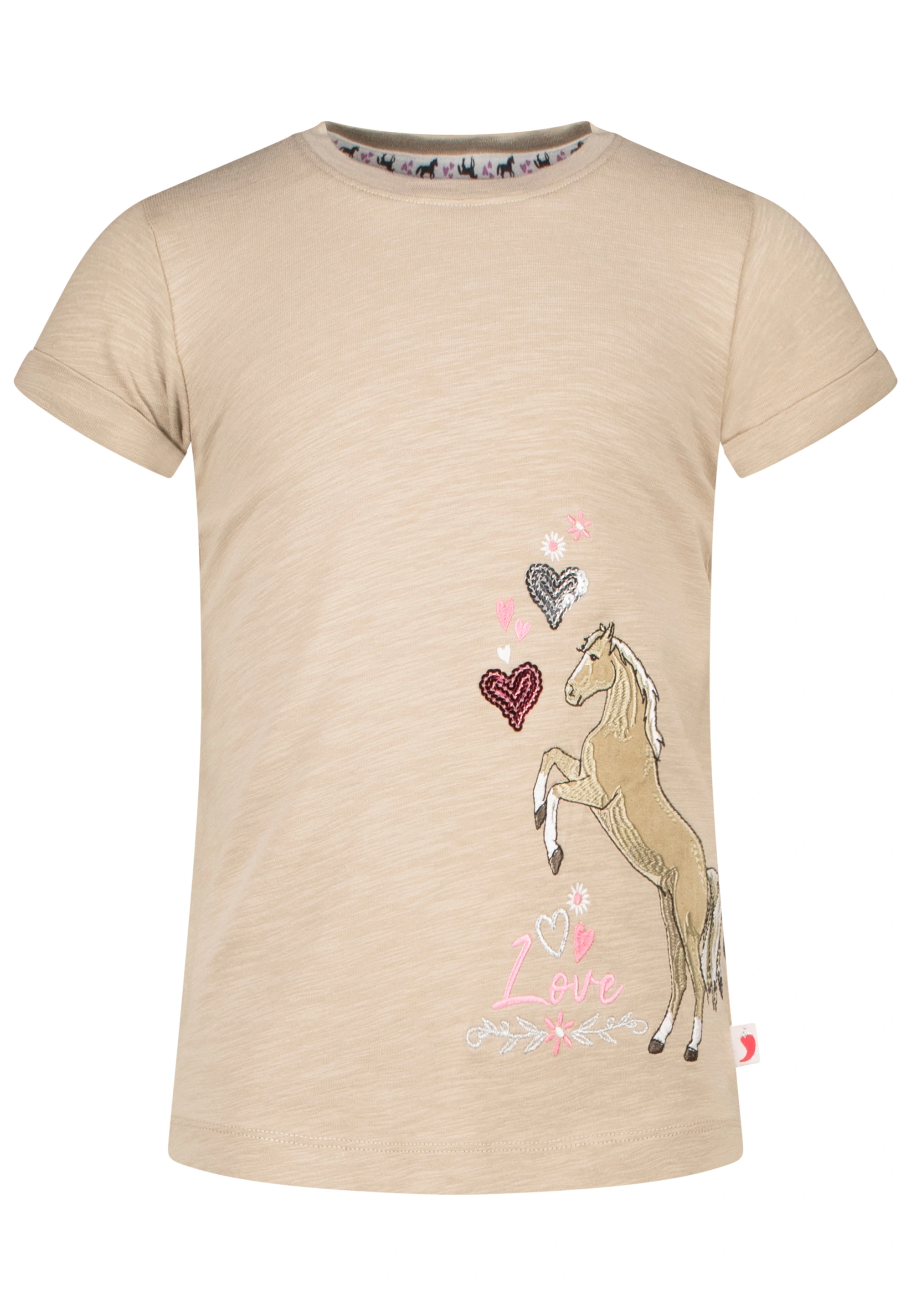 T-Shirt HORSE LOVE in walnut