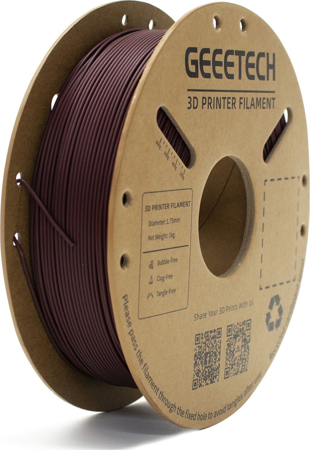 GEEETECH  PLA Brick Red Carbon Fiber, 1,75 mm / 1000 g    Mit Kohlefasern verstärktes PLA Filament in Brick Red