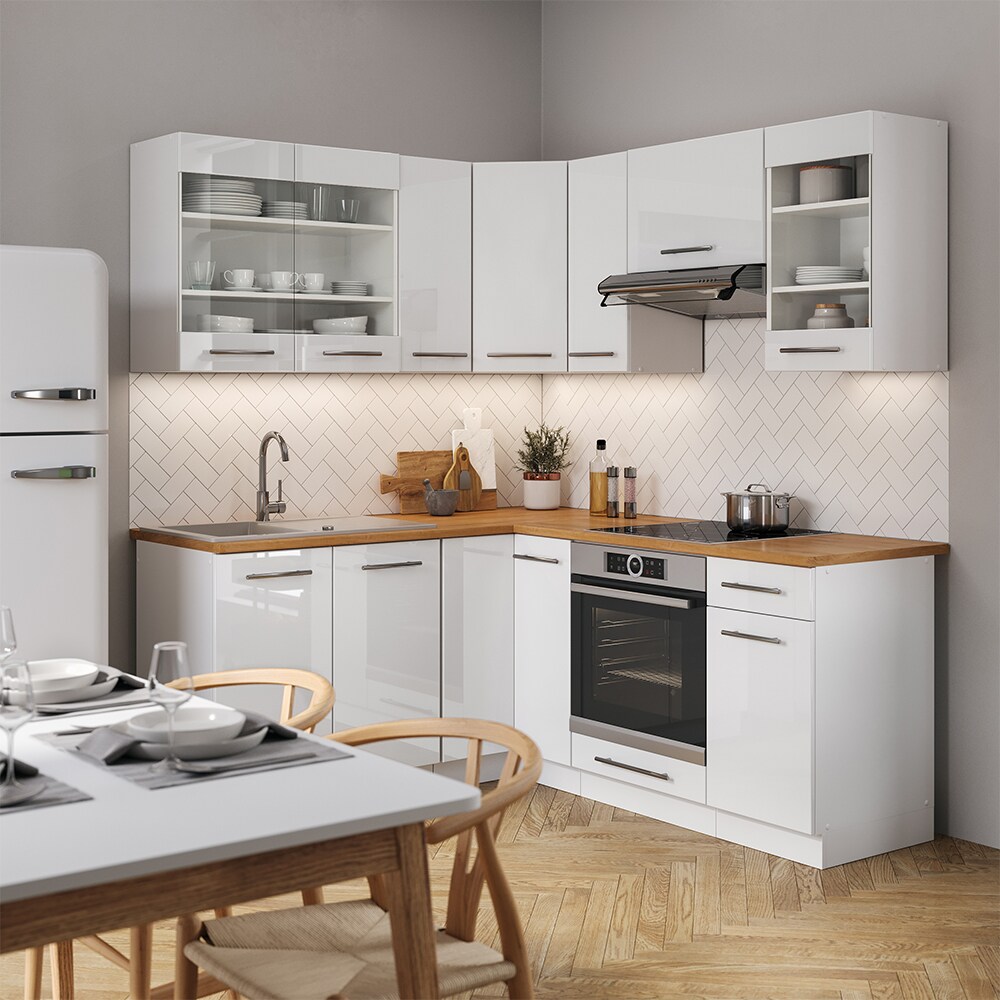 Vicco Eckküche FAME-LINE Küchenzeile Küche 190cm Weiß Hochglanz