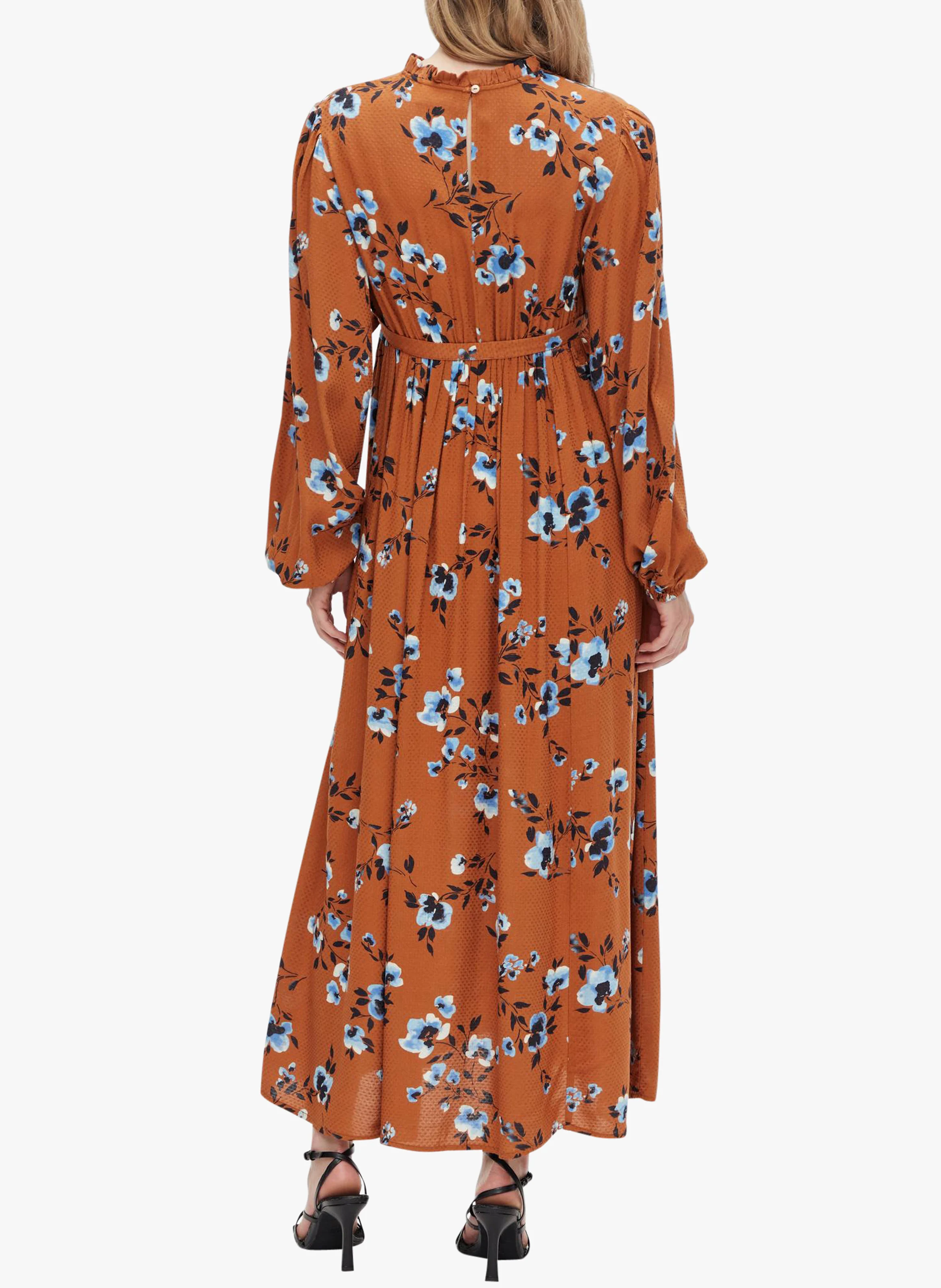 Robe longue de grossesse imprimé | Marron