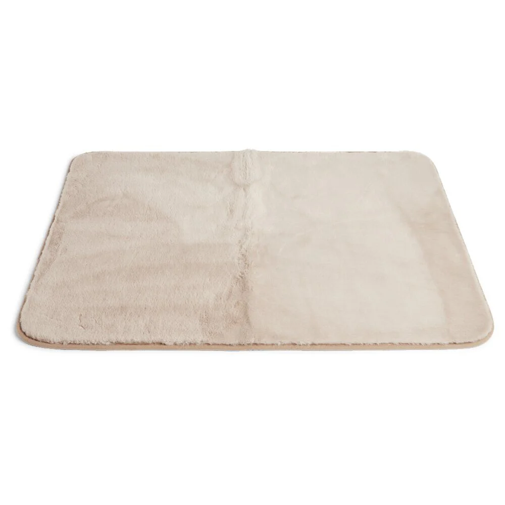 Tapis uni imitation fourrure 60x90cm - 2 coloris blanc ou beige