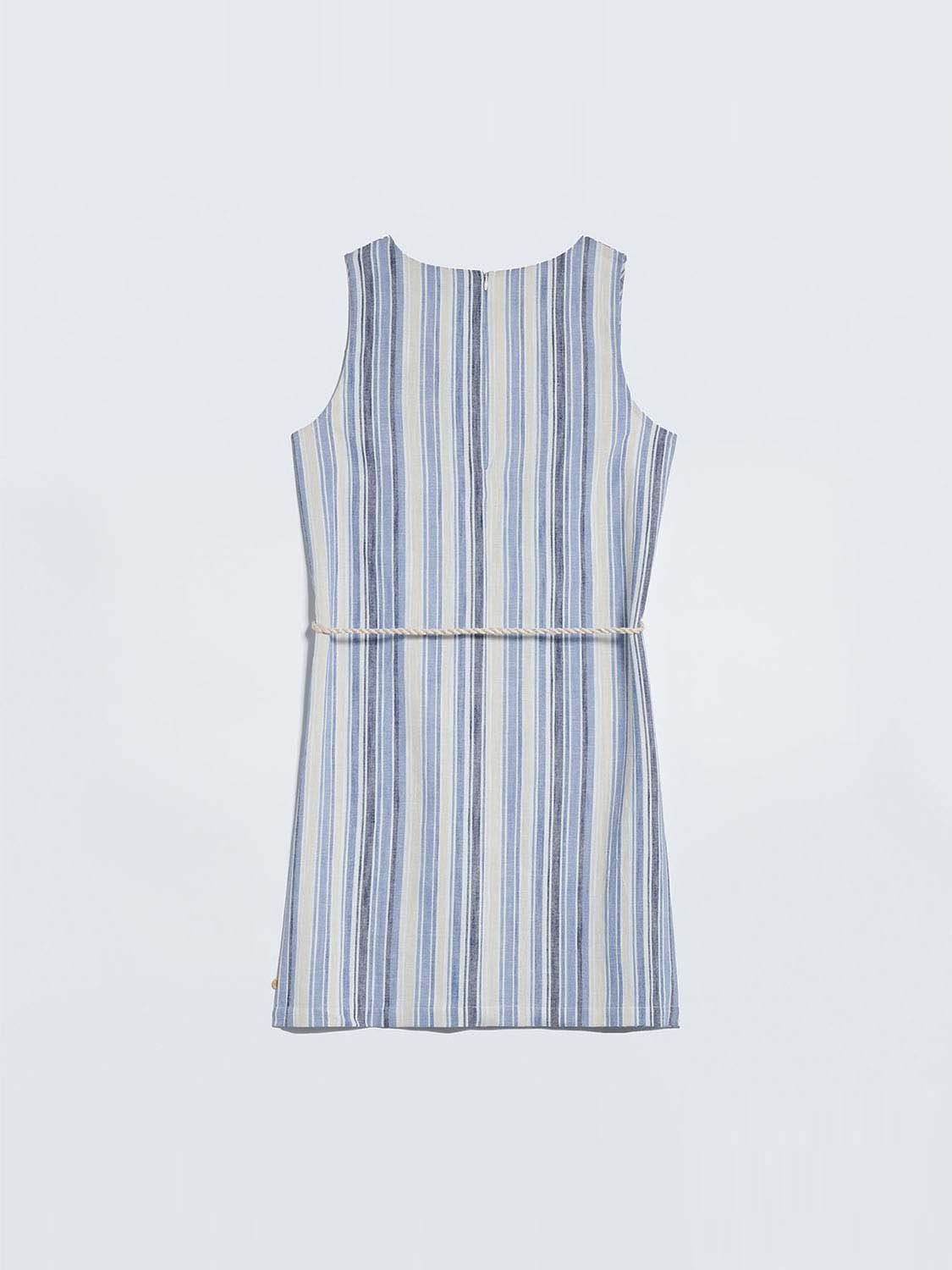 Robe Femme Rayures Verticales Bleues