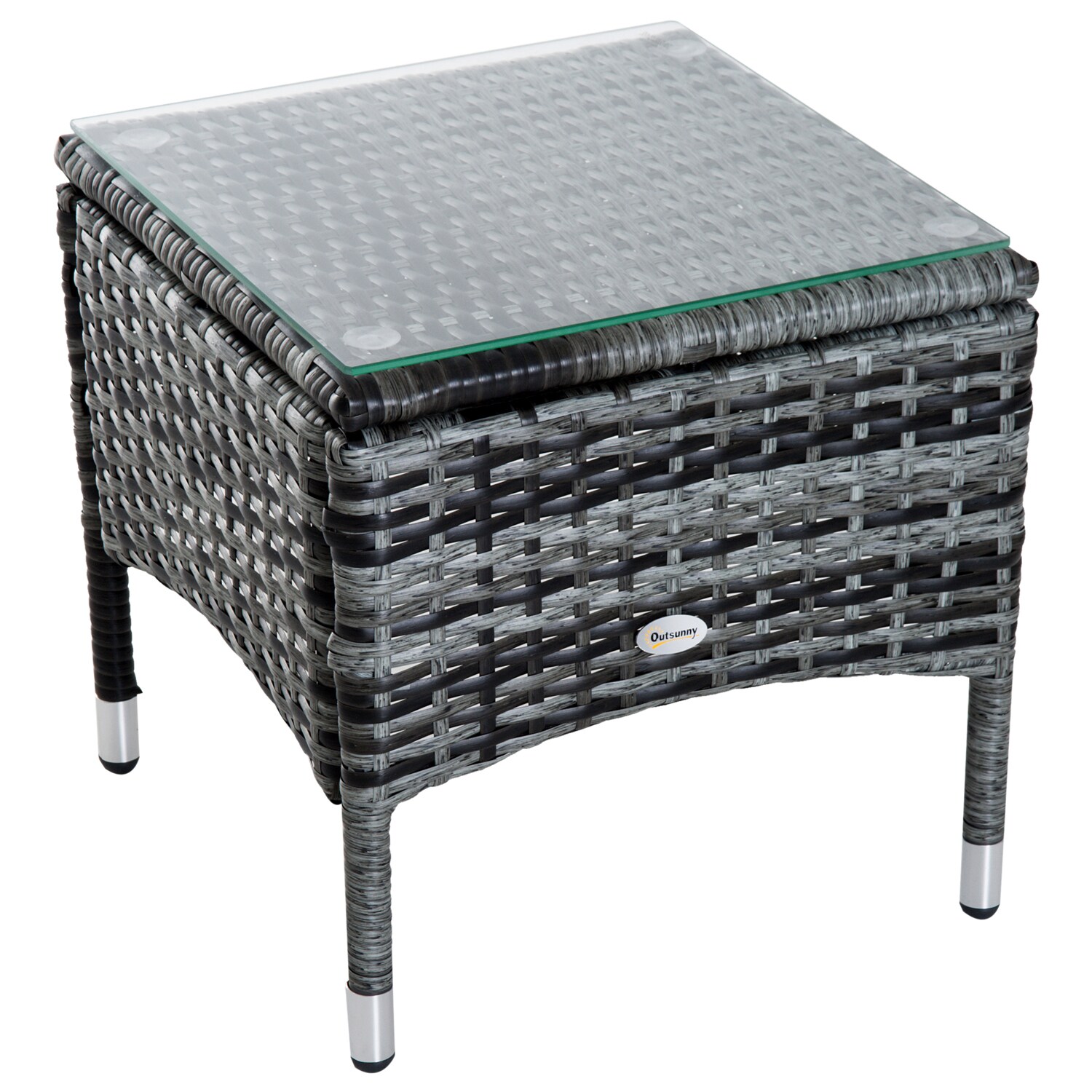 Outsunny Rattan-Gartenliege als 3-teiliges Set grau