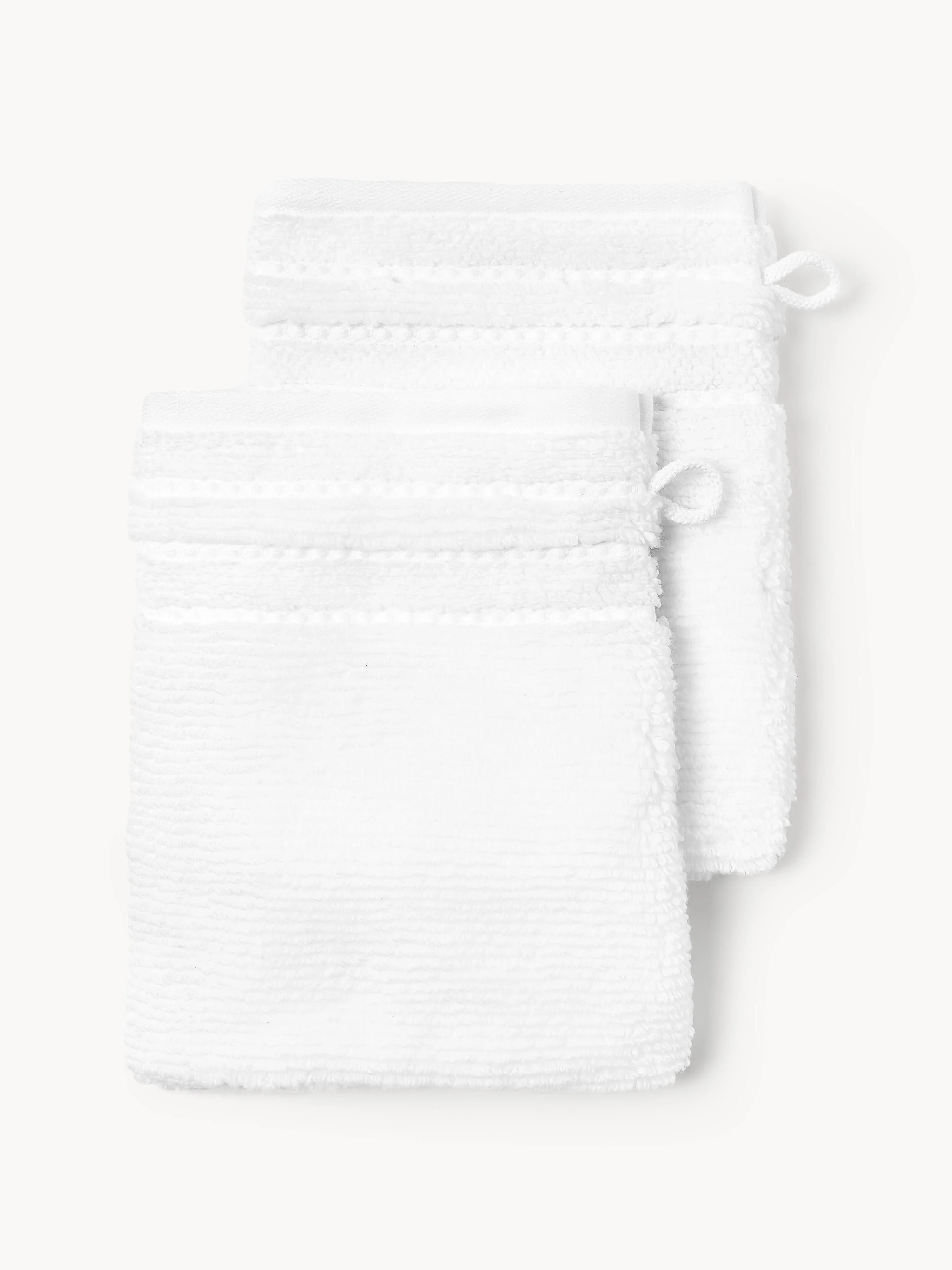 Washandjes Luxe met gestreepte rand, 2 stuks