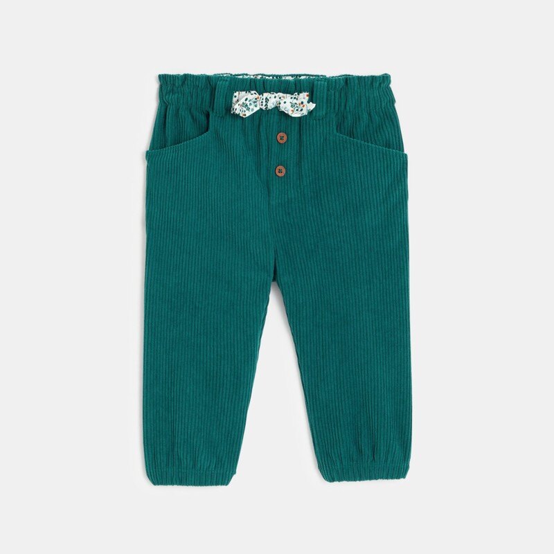 Pantalon velours côtelé vert bébé fille Vert