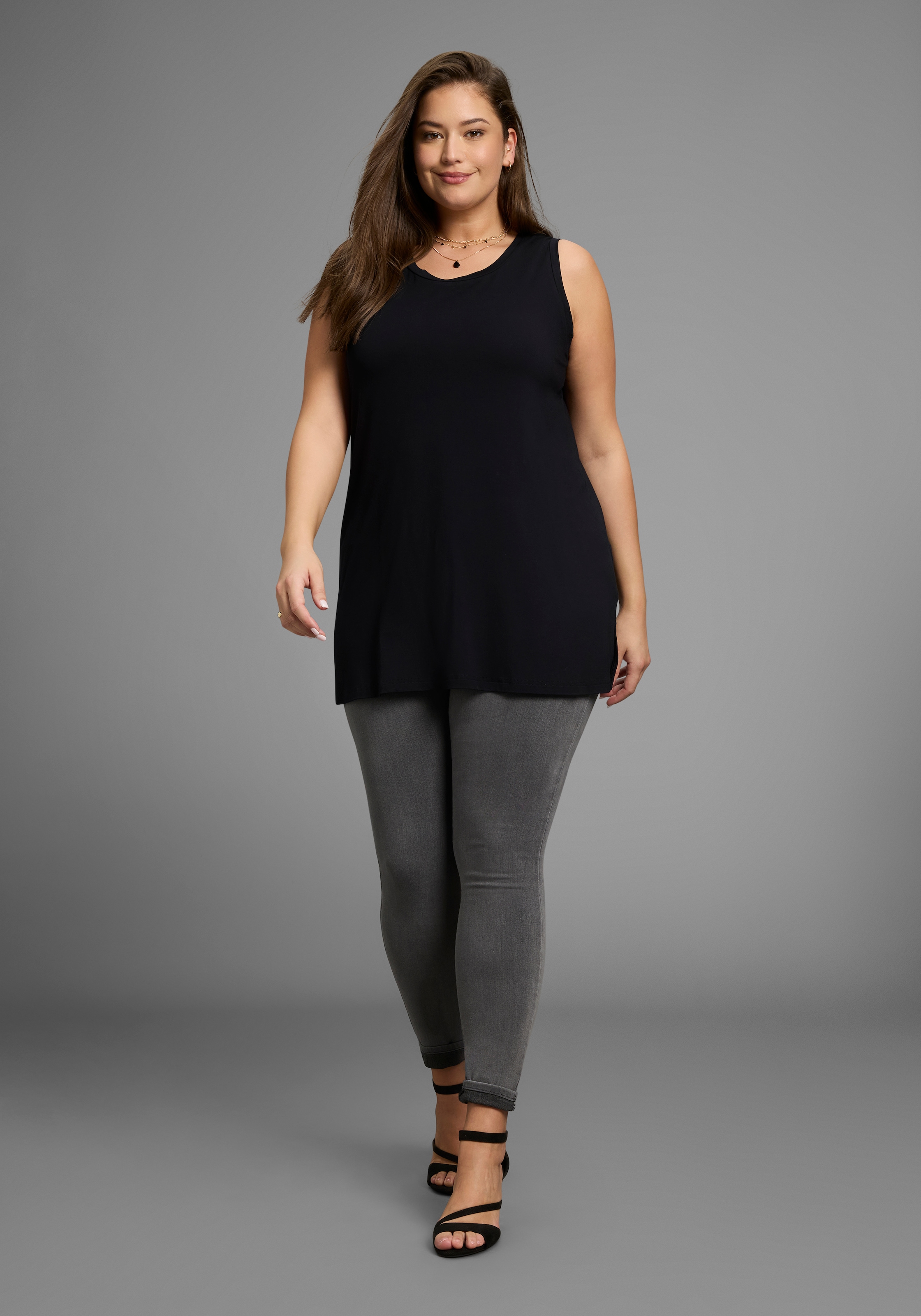 Laura Scott CURVE Longtop , aus fliessendem Jersey mit lockerem Schnitt - GROSSE GRÖSSE