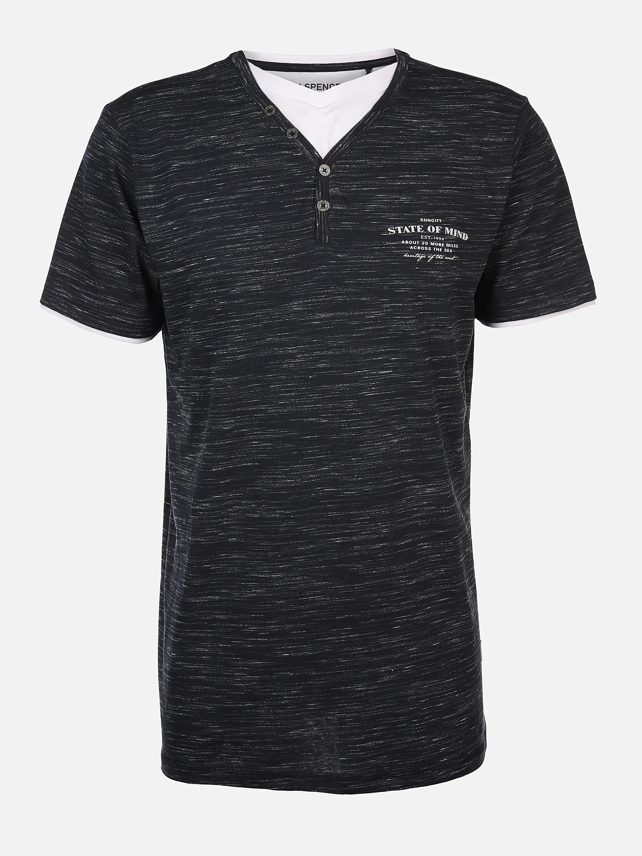 Herren Henleyshirt in 2in1 Optik