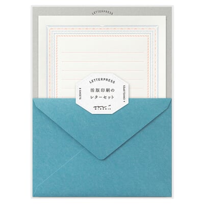 Briefpapier Letterpress, blau-orange