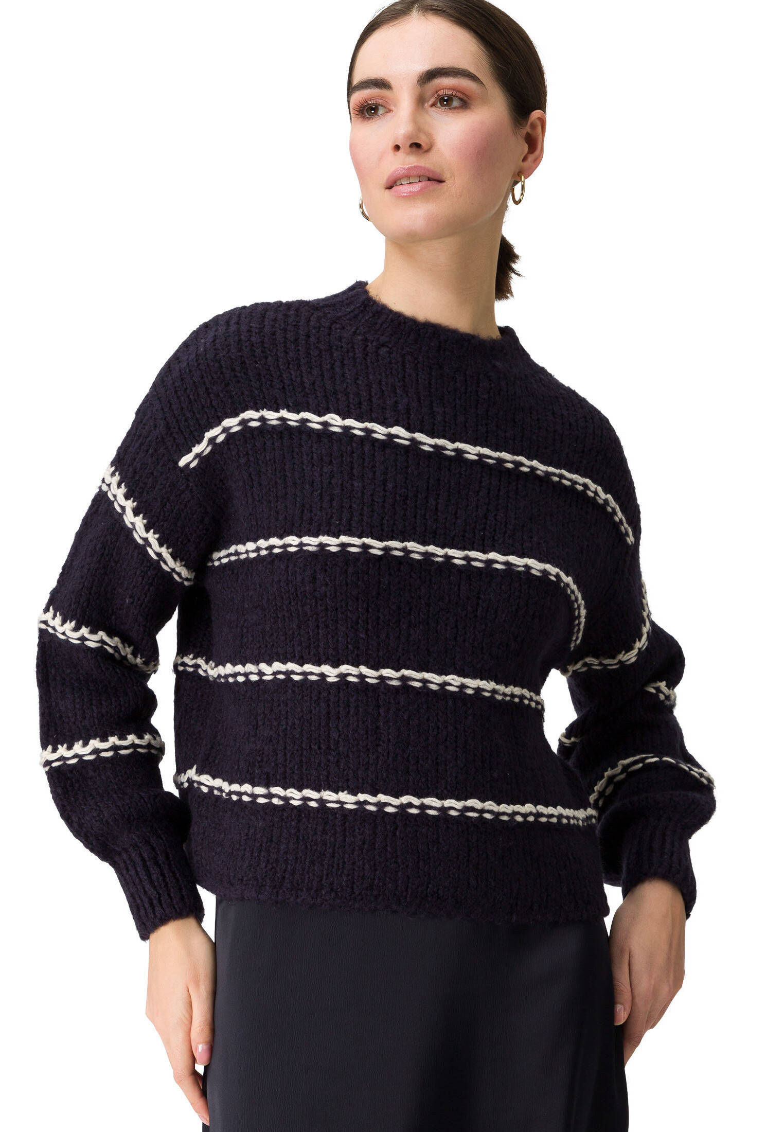 zero| Damen Strickpullover mit Streifen