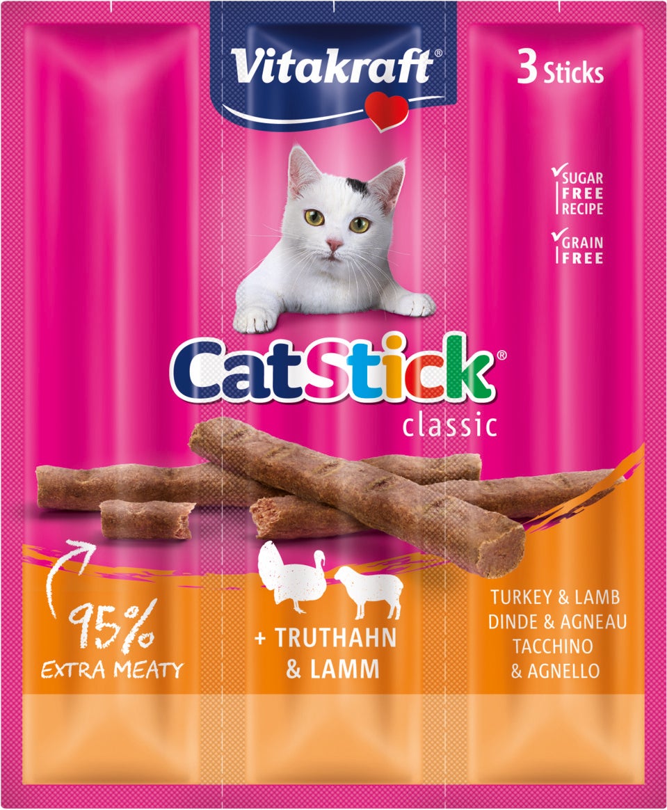 Vitakraft kattensnack Cat Stick kalkoen en lam 3 stuks
