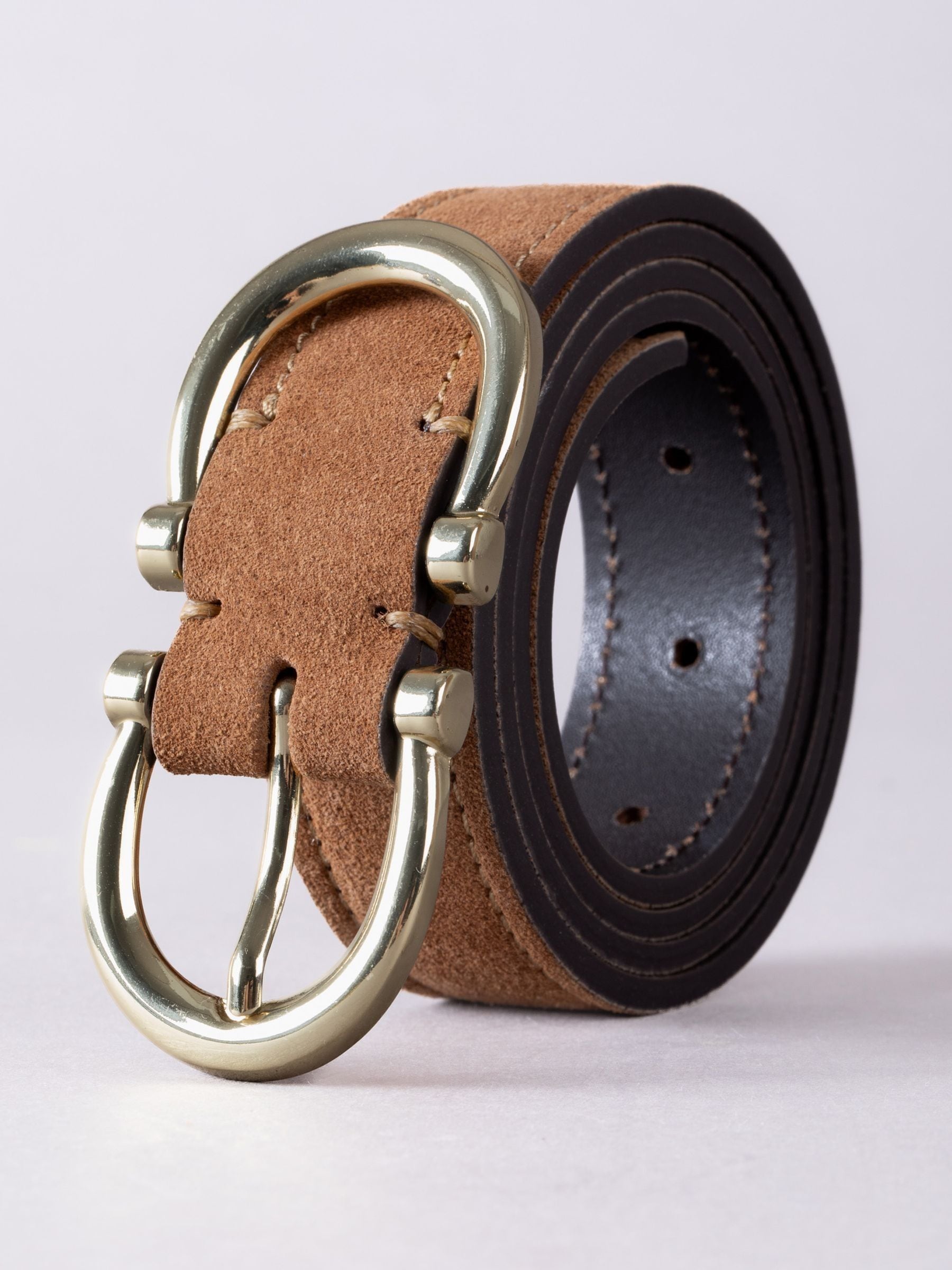 Lichtbruin - Lakeland Leather Bowness Suède Riem met Dubbele Gesp