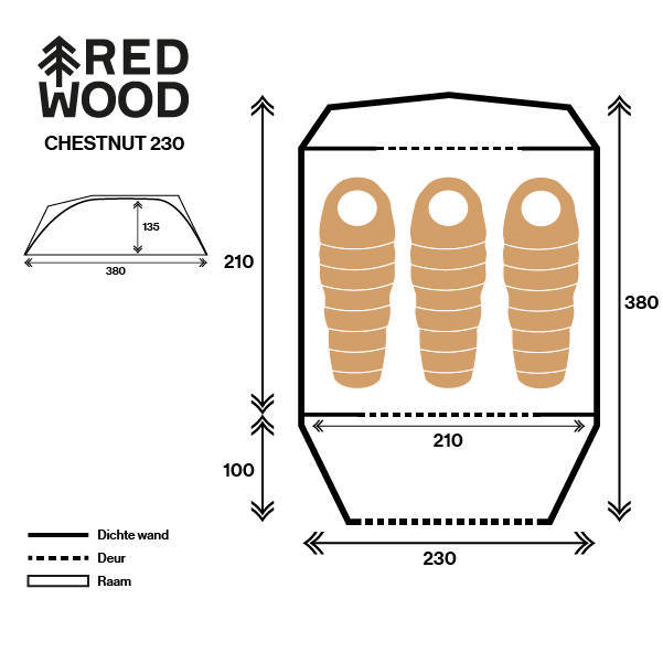Redwood 3-persoonstent koepeltent Chestnut 230