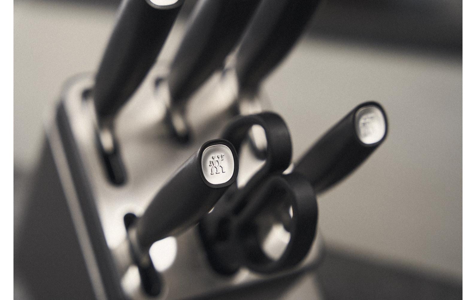Messerblock-Set mit Messer All Star Silber, 7-teilig<br>Selbstschärfender Messerblock