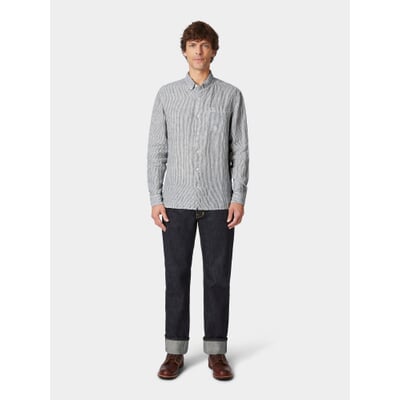 Herren-Leinenshirt gestreift, Blautöne