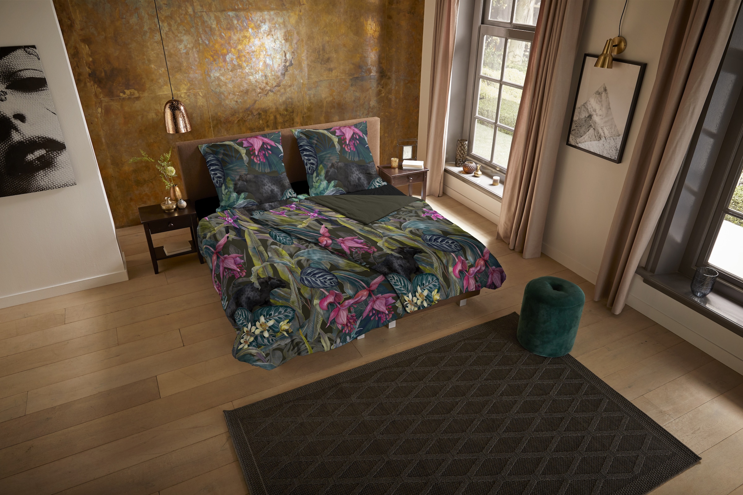 PURE luxury collection Wendebettwäsche »Samurai« 2 Stk. tlg. Mikrofaser, 135x200, 2 Teilig, Pflegeleicht, Wende, Leopard, tropisch