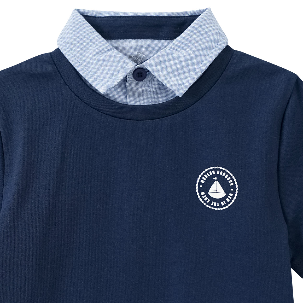 Topolino Jungen T-Shirt mit Polo-Einsatz dunkelblau / hellblau