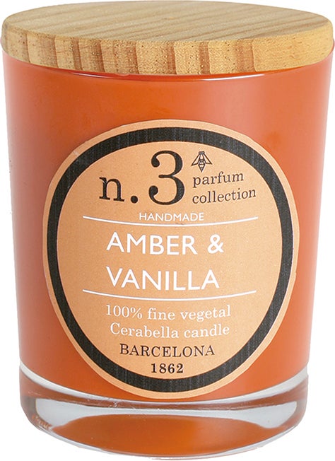 Cerabella geurkaars Amber & Vanilla houtachtig 40 uur D 8 H 12 cm