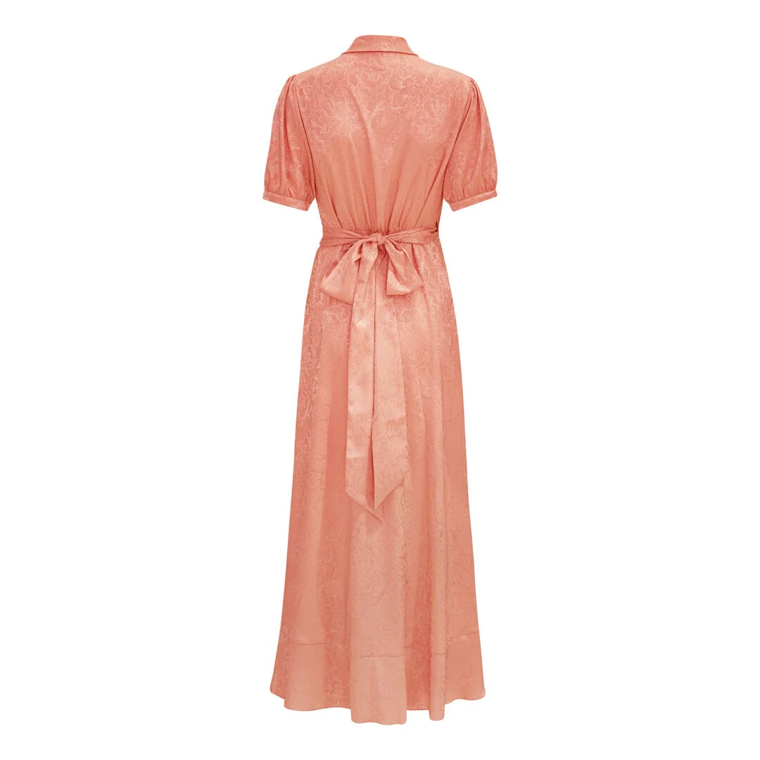 Karmamia Iris Dress peach flower jacquard