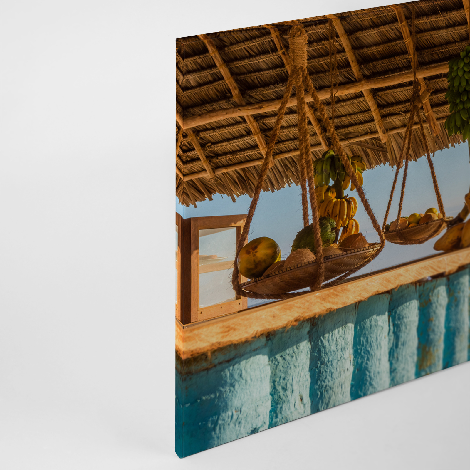 Leinwandbild BEACH BAR - türkis-beige - 90x60 cm
